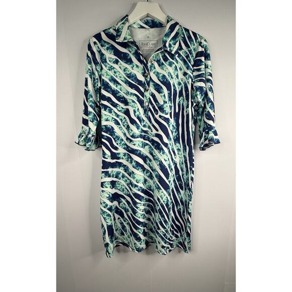 Ana Clare Marin Polo Dress Bengie Womens M 3/4 Sleeve Beach Vacation Resortwear - Picture 2 of 9